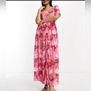 Asos Button Up Midi Rose Dress